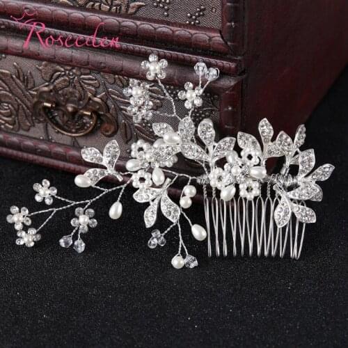 100% Handmade Bride Wedding Hair Comb Leaves Flowers Rhinestones Wedding Hair Jewelry Elegant Bridesmaid Headband RE3020