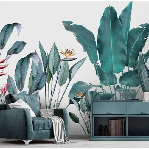 Custom Wallpaper 3D Tropical Plant Flowers And Birds Leaf Murals Living Room Restaurant Background Wall Painting Papel De Parede