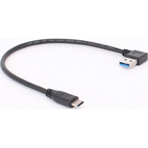 5pcs/lot 90 degree Left Angle USB 3.0 (Type-A) Male to USB3.1 (Type-C)Male USB Data Sync & Charge Cable Connector(Black) 30cm