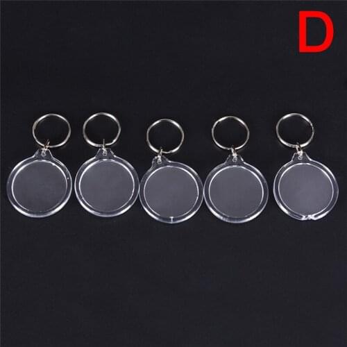5PCs Transparent Blank Acrylic Insert Photo Picture Frame Keyring DIY Split Ring Gift Rectangle Heart Round Style Keychain