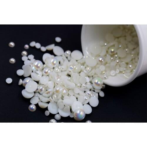 6mm Half AB Colorful Pearl 500pcs ABS Flatbck Round Pearls in Diy