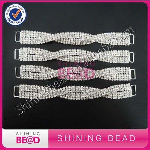 Free Shipping, 40 piece clear rhinestone in SS6 rhinestone 20cm length bikini connector silver plated ,40 piece /lot