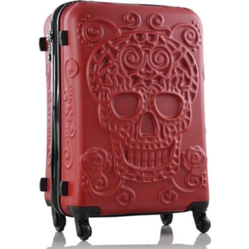 Letrend New Fashion 28inch Britain 3D Skull Print Rolling Luggage Women Trolley 19 inch Boarding Box Suitcases Travel Bag Trunk