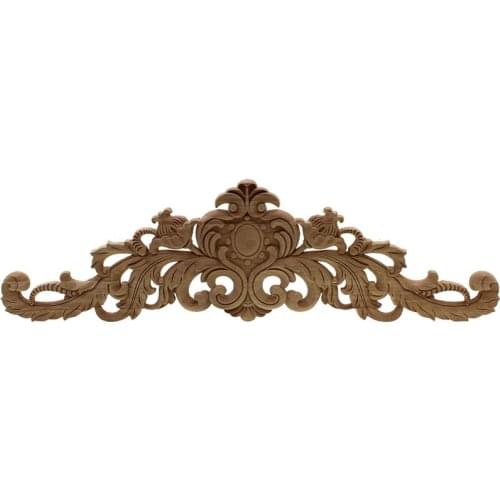 Carving Natural Wood Appliques For Furniture Cabinet Unpainted Wooden Mouldings Decal Vintage Home Decor Decorative 40x11x2Cm