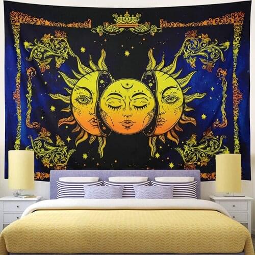Tapestry Mandala Psychedelic Classic Sun Moon Stars Boho Witchcraft Tapestries Room Decoration Background Cloth