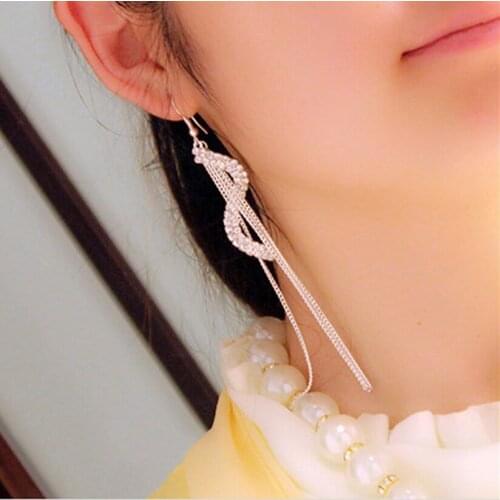 Korea exaggerated S-shaped earrings long section absolutely beautiful unique design fine jewelry ear