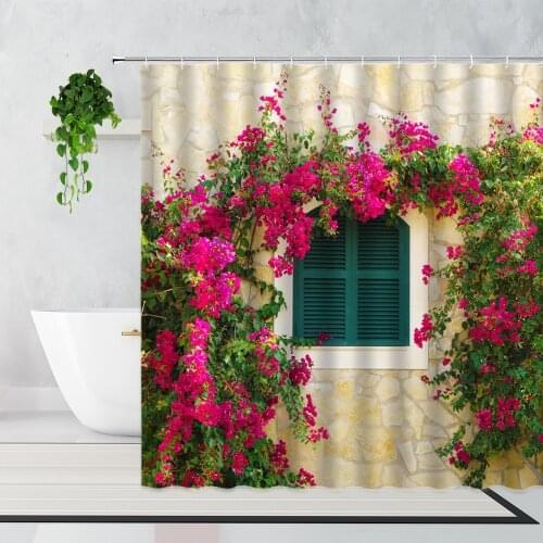 Beautiful Retro Street 3D Landscape Waterproof Shower Curtains Polyester Bathroom Curtain Garden Wall Decor With Hook Washable