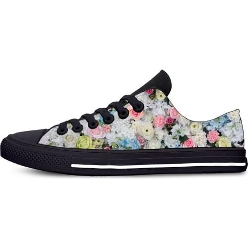 Colorful flower wedding Rose petals New Arrive Fashion Lightweight Classic Canvas Shoes Men Women Casual Breathable Sneakers