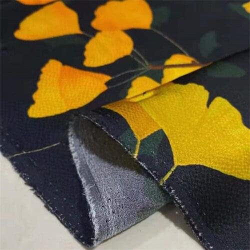 Ginkgo Leaf Fashion Silk Fabric High-end 23 Mumi Stretch Pearl Satin Shirt Dress Cheongsam Mulberry Silk Fabric Charmeuse