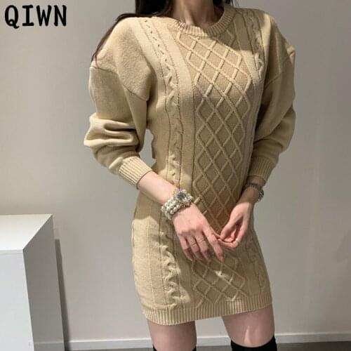 Fashion Hollow Out Waist Sweater Dress Women Sexy Bodycon Knitted Sweater Dress Long Sleeve Korean High Elastic Twist Mini Dress