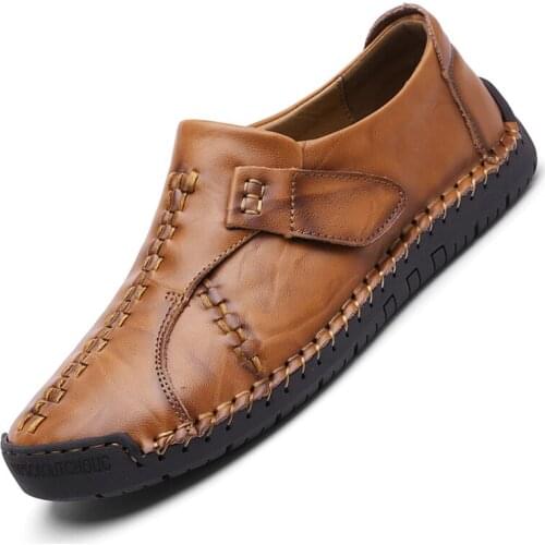 Leather Men Casual Shoes Handmade Moccasins Luxury Brand Rubber Sole Mens Loafers Black Sneakers Formal Shoes Size 46 Footwear