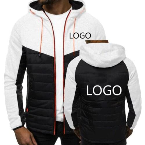 Spring Autumn New Mens Custom Logo Hoodies Classic Fashion Male Casual Long Sleeve Solid Color Padded Zipper Jacket 7 Colors