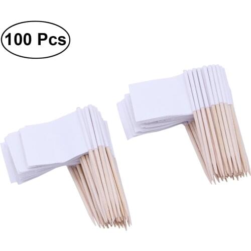 Pack of 100 Racing Flag Toothpicks Flag Picks Appetizer Toothpicks Fruit Sticks for Cocktail Party Accessory - White