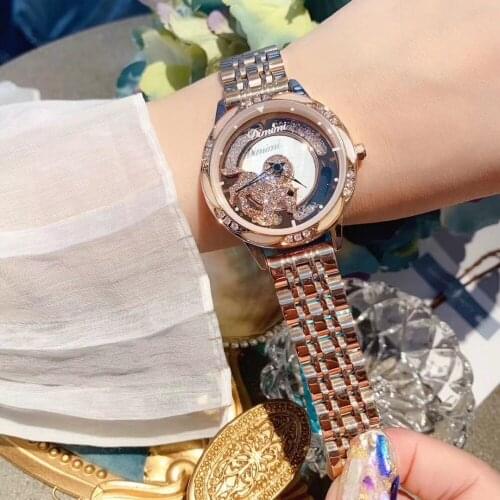 Lovely Running Spinning Horse Watches Women New Creative GOOD LUCK Animal Rotated Watch Steel Bracelet Wrist watch Crystals 3Bar