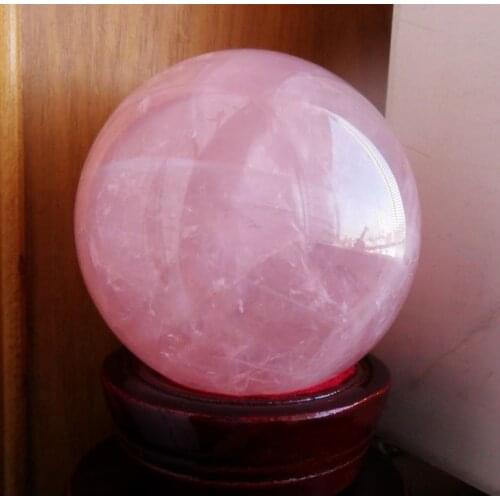 Natural crystal powder ball furnishing articles Peach blossom to promote marriage powder crystal ball furnishing articles100mm