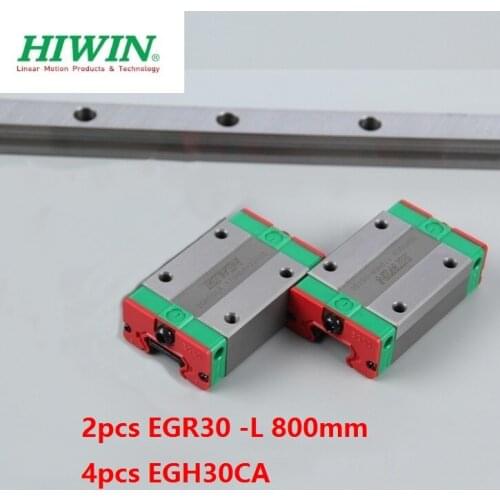 2pcs origial Hiwin rail EGR30 -L 800mm linear guide + 4pcs EGH30CA carriage blocks for CNC router