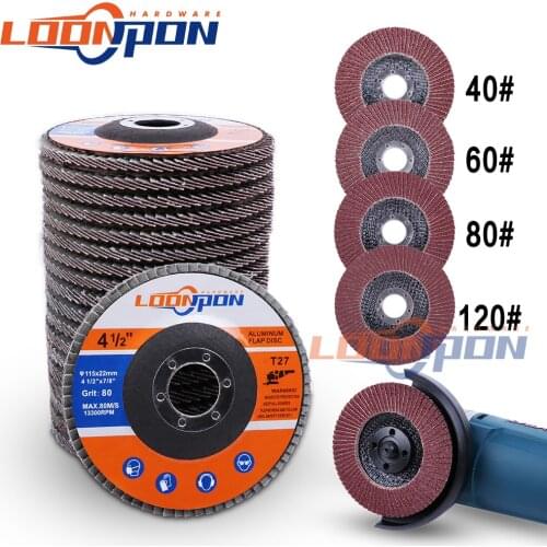 4.5inch/115mm Flap Discs Sanding Discs 40/60/80/120Grit Grinding Wheels Blades for Angle Grinder 10pcs