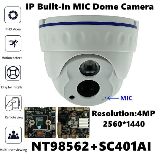 NT98562+SC401AI IP Ceiling Dome Camera Indoor Built-In MIC Audio 4MP 2560*1440 42Mil LEDs IRC VMS ONVIF Low illumination P2P