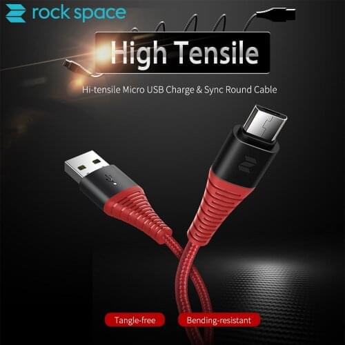 ROCK Durable Micro USB Cable 3A Nylon Fast Charge Data Cable for Samsung Xiaomi Huawei LG USB 120CM Hi-Tensile