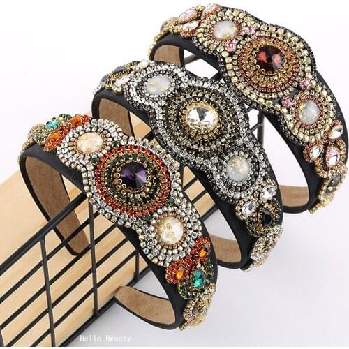 Luxury Crystal Baroque Vintage Hairbands Diamante Boho Queen Headbands For Women Ladies Prom Rhinestone Hair Accessories