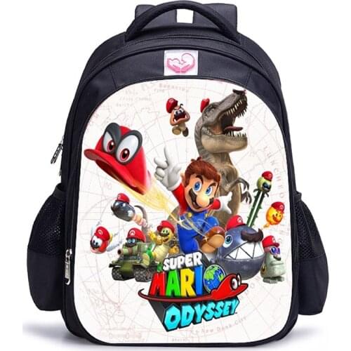 16 inch Mario Printing Children School Bags Cartoon Backpacks For Boys Girls Mario Bros Bag Students Birthdays Gifts