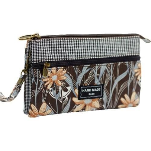 Women Cotton Floral Printing Wristlets Bag Female Mini Handbag Small Money Phone Pouch Bolsa Feminina Bolso Mujer for Girls
