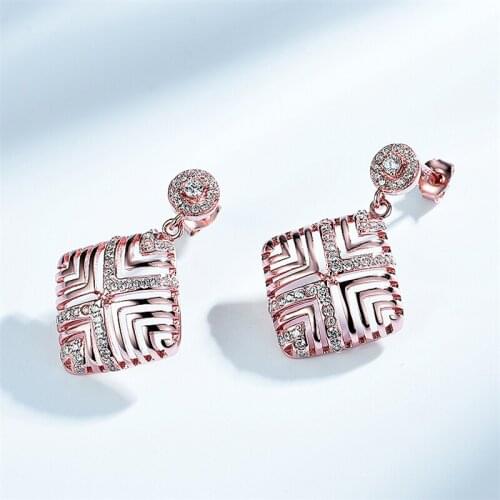 Real 925 Sterling Sliver Earring Hollow Arrow Gradient Dangle Rose Gold Plated Drop Earrings For Women Delicate Fine Jewelry