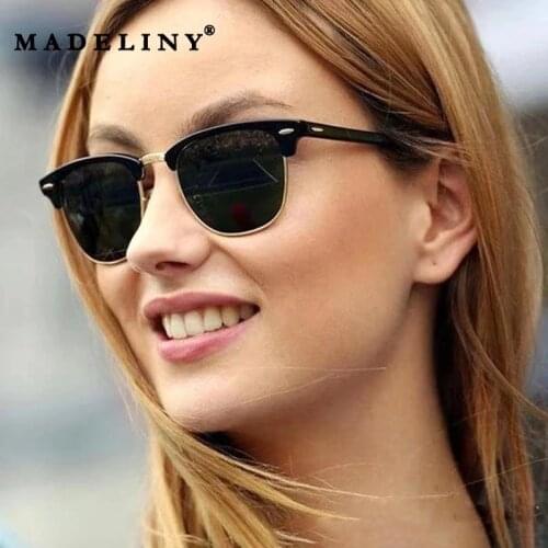 MADELINY Polarized Sunglasses Men Women Luxury Vintage Semi-Rimless Brand Designer Shades For Female Rays Sun Glasses MA317