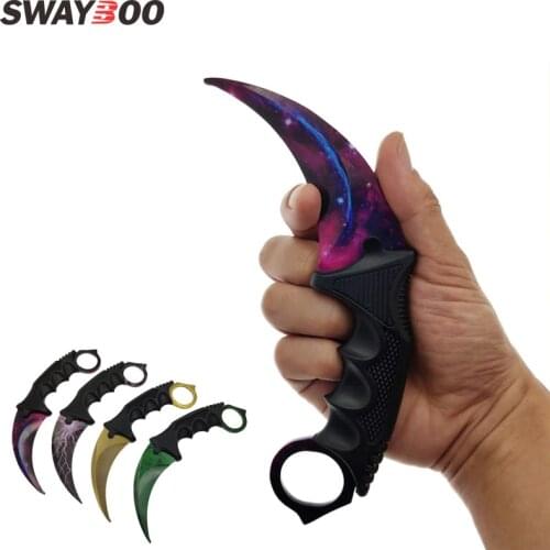Swayboo Game CSGO Stainless Steel Dull blade Counter Strike Karambit Knife Fixed Blade Safe Training knife For Trainer