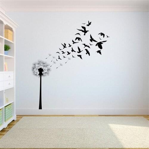 Vinyl Dandelion Wall stickers Dandelion Seeds blowing in the wind Wall Art Flower Decor Girls Nursery room wall Decal HY777