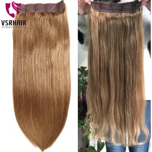 VSR 60Cm 70Cm 200g 240g Halo Hair Clip-in One Piece 100% Human Fish Line Wireless Hair Extension Thickness Easy Do For Salon