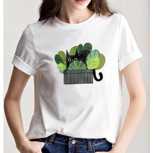 Women Tshirt Funny Cat Lovely Animal Graphic Print Tee Shirt Femme Summer Short Sleeve Casual T Shirt Women Tops Camiseta Mujer