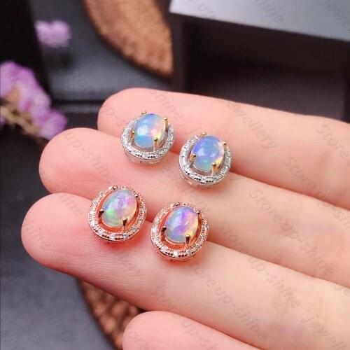 New 925 silver natural opal womens platinum plated & rose gold plated earrings, exquisite luxury and noble atmosphere