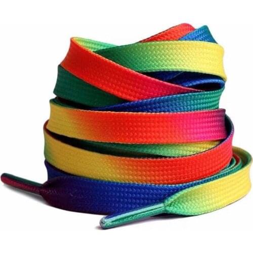 1Pair Colorful Laces Rainbow Gradient Print Flat Canvas Shoe Lace Shoes Casual Chromatic Colour Shoelaces 120CM