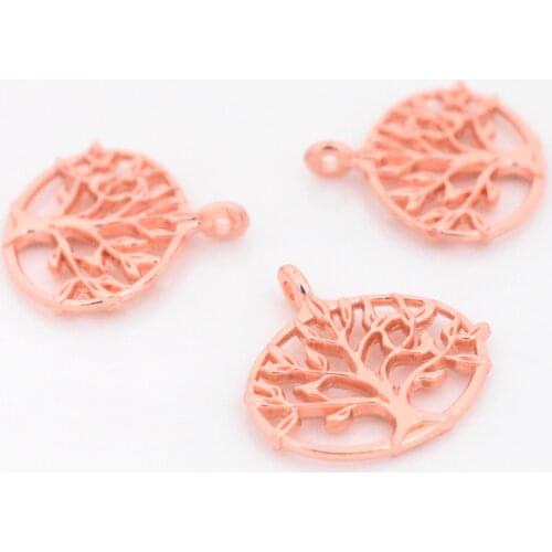 10pcs/lot 27x26mm Rose Gold Color Plated Tree Charms Pendant DIY Handmade Jewelry Accessories