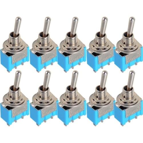 10pc/LOT Blue Mini MTS-102 3-Pin SPDT ON-ON 6A 125VAC Miniature Toggle Switches MTS-103 3-Pin ON-OFF-ON