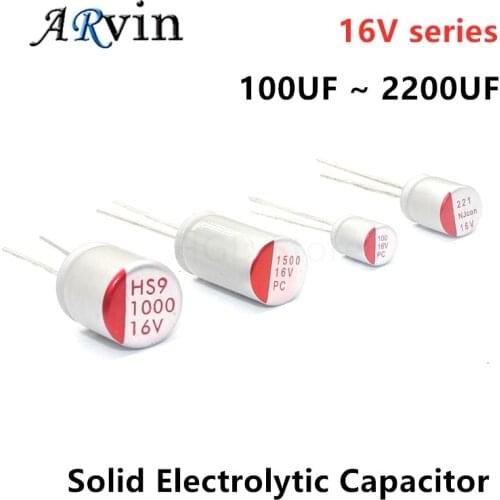10Pcs DIP Solid Electrolytic Capacitor 16V 100UF 150UF 220UF 270UF 330UF 470UF 560UF 680UF 820UF 1000UF 1500UF 2200UF