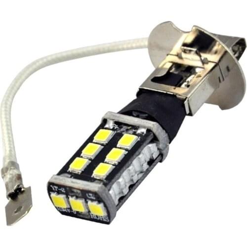 2PCS H1 H3 LED Bulb 15SMD 2835 6000K White Auto Fog Lights Driving Running Lamp DC 12V