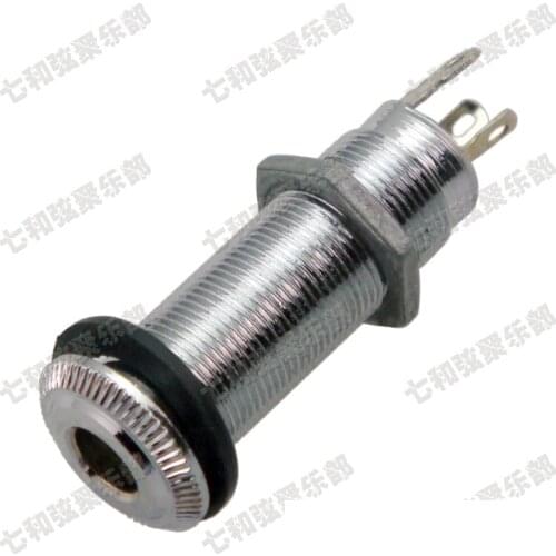 2 Pcs Chrome Threaded Cylinder output Input Guitar Bass Jack Plug Socket 1/4" 6.35mm Pickup output jack