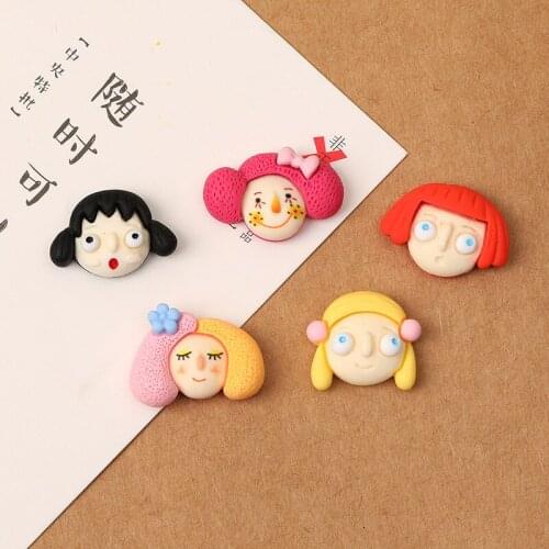 20Pcs Cute Cartoon Princess Girl Head Flatback Resin Cabochon Scrapbooking Craft DIY Phone Headwear Home Decoration Accessories