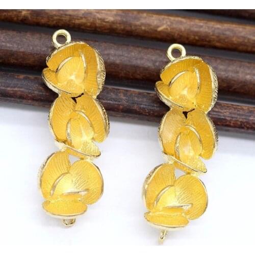 20pcs Brass Casting Flowers Branch Connectors High Quality Raw Brass Gold Silver Color DIY Supplies Jewelry Crafts Accessories