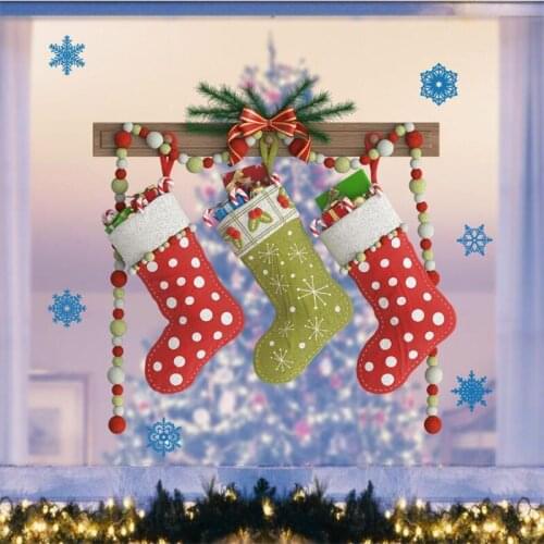 2021 Christmas Bell garland wall stickers Store supermarket window glass decoration Christmas decorations Door stickers