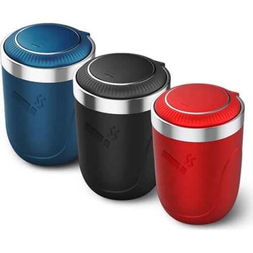 2021 Car Interior Decoration Creative New Product Push Type Multifunctional Car Ashtray Red Black Blue