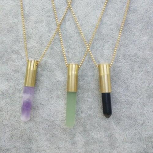 3pcs/set (Mix Color) Fashion Pendant Alloy Bullet Stone Charm Chain Necklaces Free Shipping High Quality Necklace