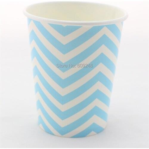 60pcs 90Z Baby Shower Wedding Birthday Party Blue Chevron Paper Cups Drinking Wholesale,3 Days Delivery on Orders over $100