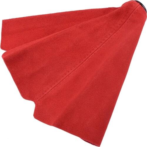 Car Matte Leather Red Gear Shift Knob Shifter Boot Cover Gaiter MT AT