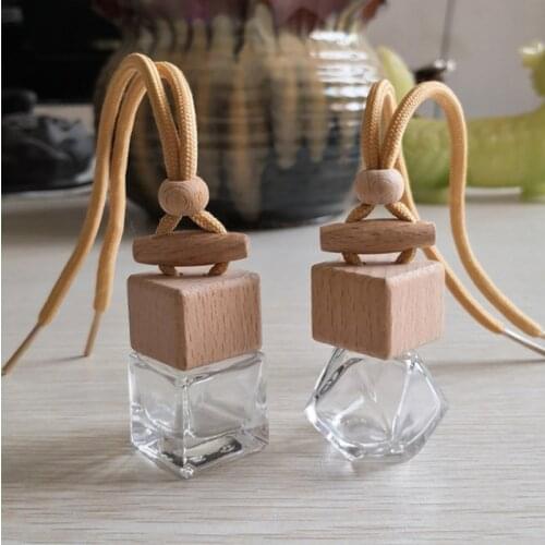 Car perfume bottle empty bottle glass square Rhombus bottle car pendant aroma diffuser bottle Hanging Glass Bottle