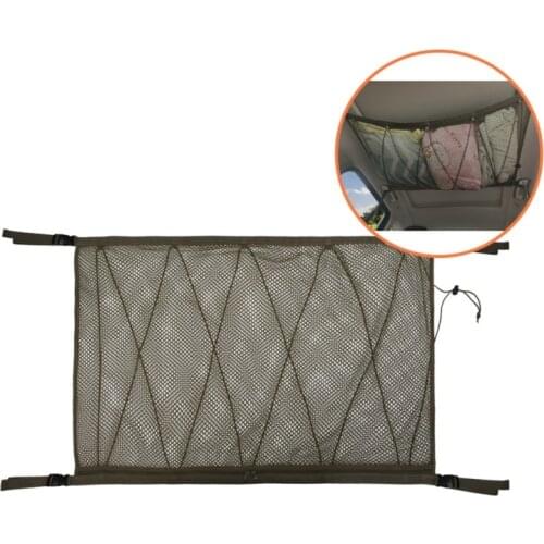 Car Ceiling Storage Net Pocket-Universal Car Roof Interior Cargo Net Bag With Zipper Car