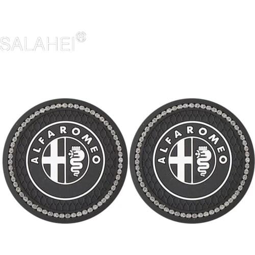 2pcs Car Diamond Water Coasters Mat For Alfa Romeo 159 Giulietta Giulia 147 156 159 166 Mito Stelvio GT Sportiva Anti-slip Pad