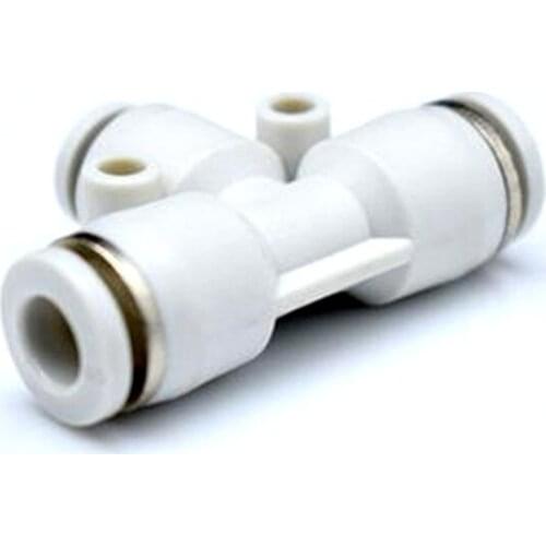 White T-shaped Plastic Three-way PEG Quick Plug Pneumatic Tracheal Fittings Components PE-4/6/8/10/12/14/16